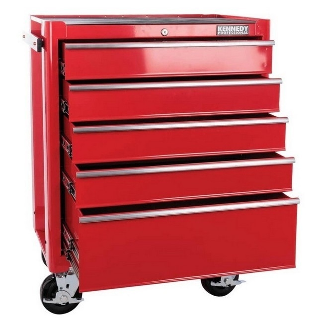 Supplywise heavy-duty 5-drawer roller cabinet for workshop similar to the Adendorff red steel 5-drawer mobile tool cabinet with 350kg capacity