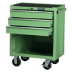 Supply Wise heavy duty 3 drawer tool cabinet similar to the Linvar green heavy-duty 3-drawer steel roller cabinet with lock and castors