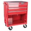 Supplywise's lockable heavy-duty 3-drawer steel roller cabinet similar to the Chamberlains red steel 3-drawer lockable roller cabinet on wheels, 75kg capacity