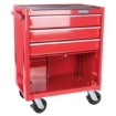 Supplywise's lockable heavy-duty 3-drawer steel roller cabinet similar to the Chamberlains red steel 3-drawer lockable roller cabinet on wheels, 75kg capacity