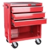 Supplywise lockable heavy-duty 3-drawer steel roller cabinet similar to the Chamberlains red steel 3-drawer lockable roller cabinet on wheels, 75kg capacity