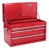 Supplywise's heavy-duty 3-drawer steel tool chest similar to the Linvar red heavy-duty 3-drawer steel tool chest with top mat and lock