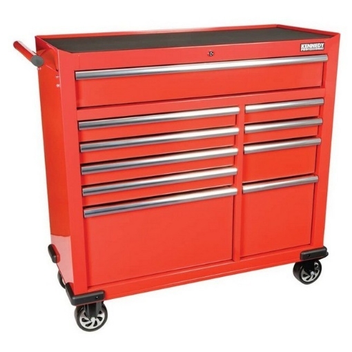 Supplywise 10-drawer heavy-duty steel tool cabinet 280kg capacity similar to the Mica red extra-wide steel 10-drawer tool cabinet on locking castors