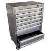 Supply Wise's stainless steel roller cabinet 7 drawers similar to the Castor And Ladder stainless steel 7-drawer roller tool cabinet with lock and castors.