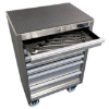 Supplywise's stainless steel roller cabinet 7 drawers similar to the Castor And Ladder stainless steel 7-drawer roller tool cabinet with lock and castors.