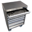 Supplywise's stainless steel roller cabinet 7 drawers similar to the Castor And Ladder stainless steel 7-drawer roller tool cabinet with lock and castors.