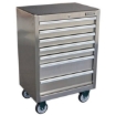 Supplywise stainless steel roller cabinet 7 drawers similar to the Castor And Ladder stainless steel 7-drawer roller tool cabinet with lock and castors.