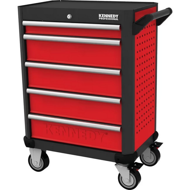 Supplywise heavy-duty 5-drawer steel roller tool cabinet similar to the Trojan Trolley red and grey 5-drawer steel roller cabinet on castors, 550kg capacity