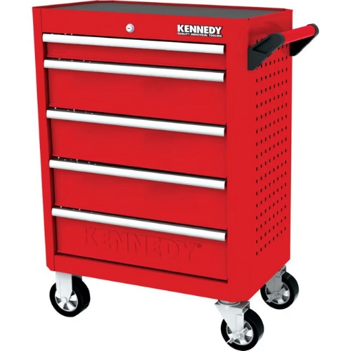 Supplywise steel tool roller cabinet 5 drawers 450kg capacity similar to the Caslad red and grey 5-drawer steel roller tool cabinet with castors