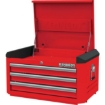 Supplywise heavy duty 3-drawer steel tool chest similar to the Castor And Ladder red steel 3-drawer tool chest with castors, 245kg capacity