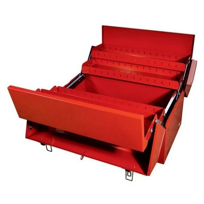 Supplywise heavy-duty steel cantilever toolbox 18-inch similar to the Builders Warehouse red 5-compartment steel cantilever toolbox, 459×255×333mm.