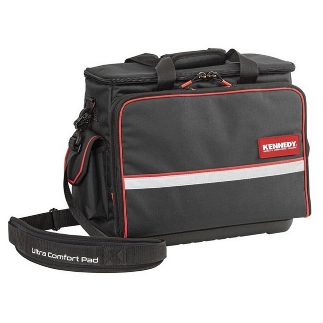 Supplywise durable pilot tool bag with laptop compartment similar to the Builders Warehouse black hard-base pilot tool bag with padded laptop compartment.