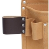 Supply Wise leather carpenter tool belt 2-pocket similar to the Linvar tan leather 2-pocket tool pouch with five attachment loops.