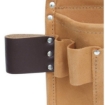 Supply Wise leather carpenter tool belt 2-pocket similar to the Linvar tan leather 2-pocket tool pouch with five attachment loops.