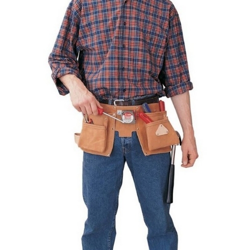 Supplywise professional leather tool belt 10 pockets similar to the Builders Warehouse tan leather 10-pocket tool pouch with two hammer loops