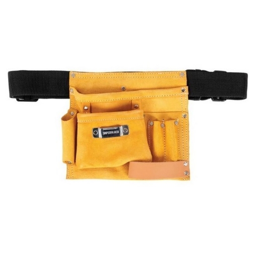 Supplywise 5-pocket leather tool belt similar to the Game durable brown 5-pocket split leather tool pouch, 210 x 220 mm
