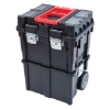 Supplywise wheeled mobile toolbox with organisers similar to the Chamberlains wheeled plastic mobile toolbox with four organisers and locking handle.