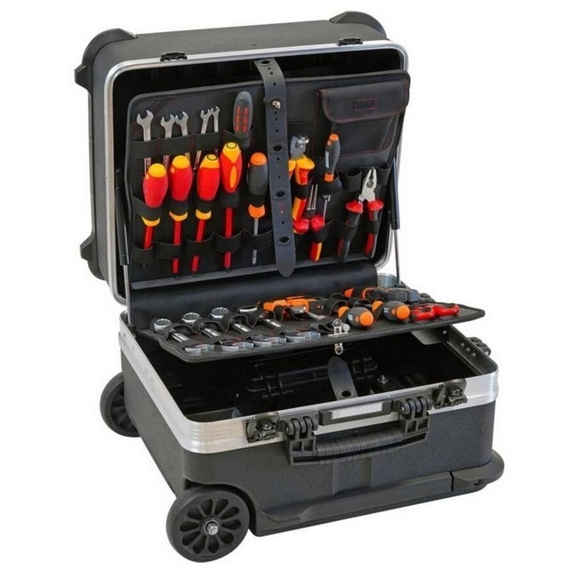 Supplywise heavy-duty mobile tool case similar to the Leroy Merlin mobile heavy-duty hdpe tool case with tsa locks and tool boards