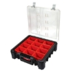 Supply Wise's 12 compartment parts organiser similar to the Caslad 12-compartment polycarbonate parts organiser with transparent lid