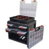 Supplywise's stackable small parts organiser case similar to the Linvar stackable small-parts organiser case with translucent lids