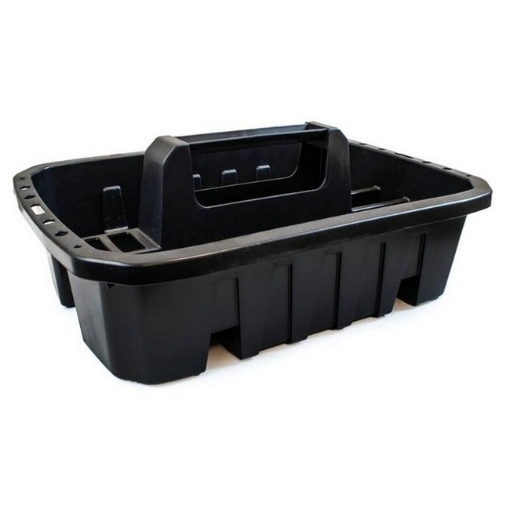 Supplywise small tool tote organiser similar to the Trojan Trolley black plastic tool tote tray with two deep compartments and handle