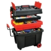 Supplywise lockable mobile toolbox with wheels similar to the Leroy Merlin lockable mobile toolbox with tow handle and wheels, black/red