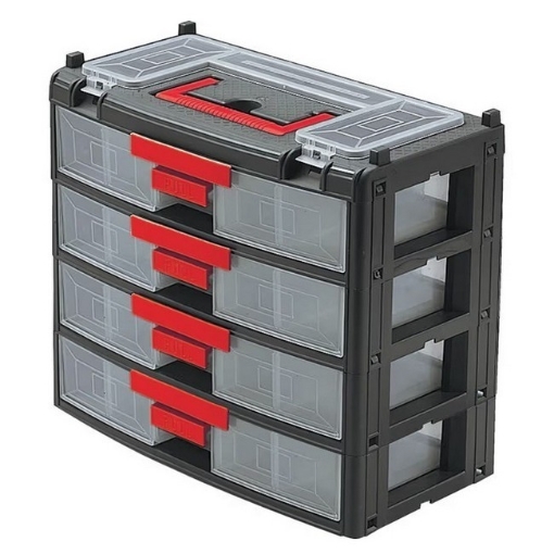 Supplywise 4 drawer stackable parts organiser similar to the Leroy Merlin stackable 4-drawer plastic parts organiser with carry handle