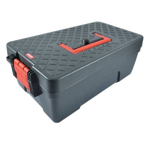 Supplywise waterproof plastic tool case for power tools similar to the Trojan Trolley black and red waterproof lockable plastic tool case with carry handle