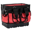 Supply Wise's heavy-duty tradesman tool tote bag 13 pockets similar to the Chamberlains black and red 13-pocket polyester tool tote with shoulder strap