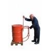 Supplywise's tilting drum cradle for 205 litre drums similar to the Linvar red steel tilting drum cradle with non-sparking wheels.