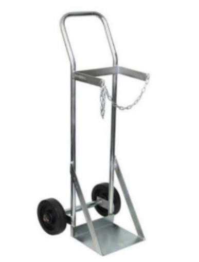Supplywise steel trolley similar to the Mica industrial steel trolley for transporting single gas cylinders.