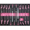 Supply-Wise 155-piece roller cabinet tool set similar to the Caslad pink six-drawer steel roller tool cabinet with 155-piece set.