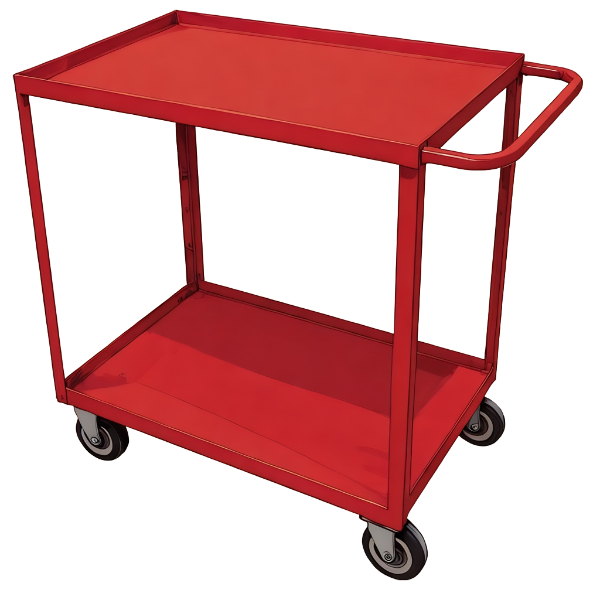 A robust and ergonomic stock picking trolley with multiple tiers and swivel castors, designed for efficient material handling in warehouses and industrial settings across South Africa.